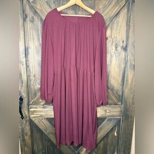 SHEIN Long sleeve Knee Length Burgundy Women’s 4XL Dress